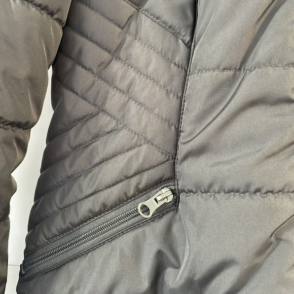 Grey Medium Winter Jacket Coat with Attached Cozy Hood Pink Interior - Picture 5 of 12